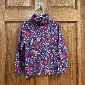 Vintage Hanna Andersson 110 Floral Turtleneck Long Sleeve Top – Purple Cotton